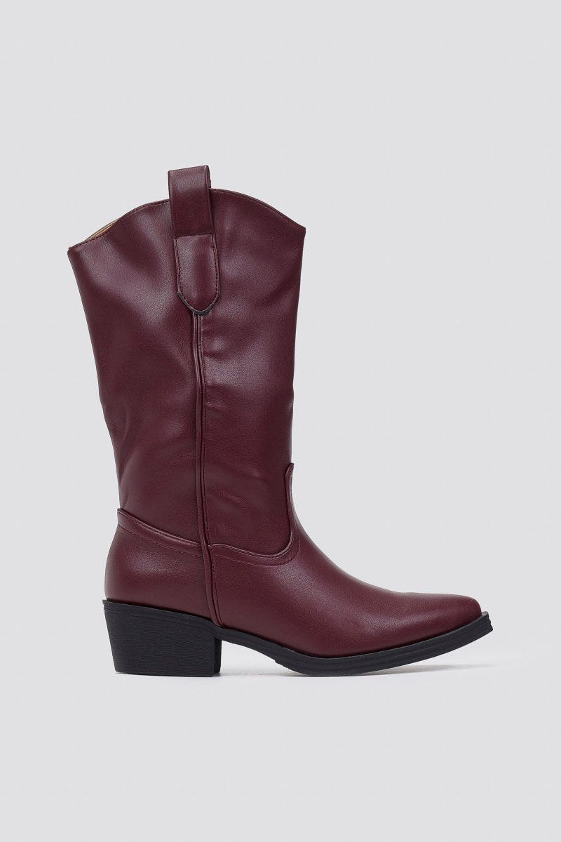 Cowboy Boots Mid Calf - Bordeaux Matte - thefashionproject.gr - Martin Pescatore