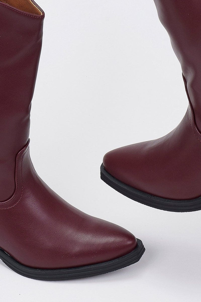 Cowboy Boots Mid Calf - Bordeaux Matte - thefashionproject.gr - Martin Pescatore