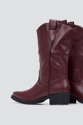 Cowboy Boots Mid Calf - Bordeaux Matte - thefashionproject.gr - Martin Pescatore