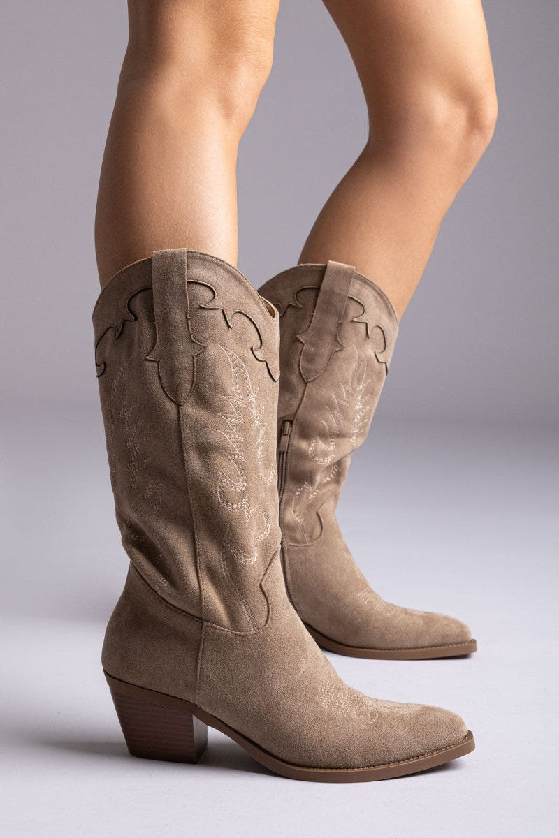 Ideal shoes - Cowboy Boots - Taupe Suede