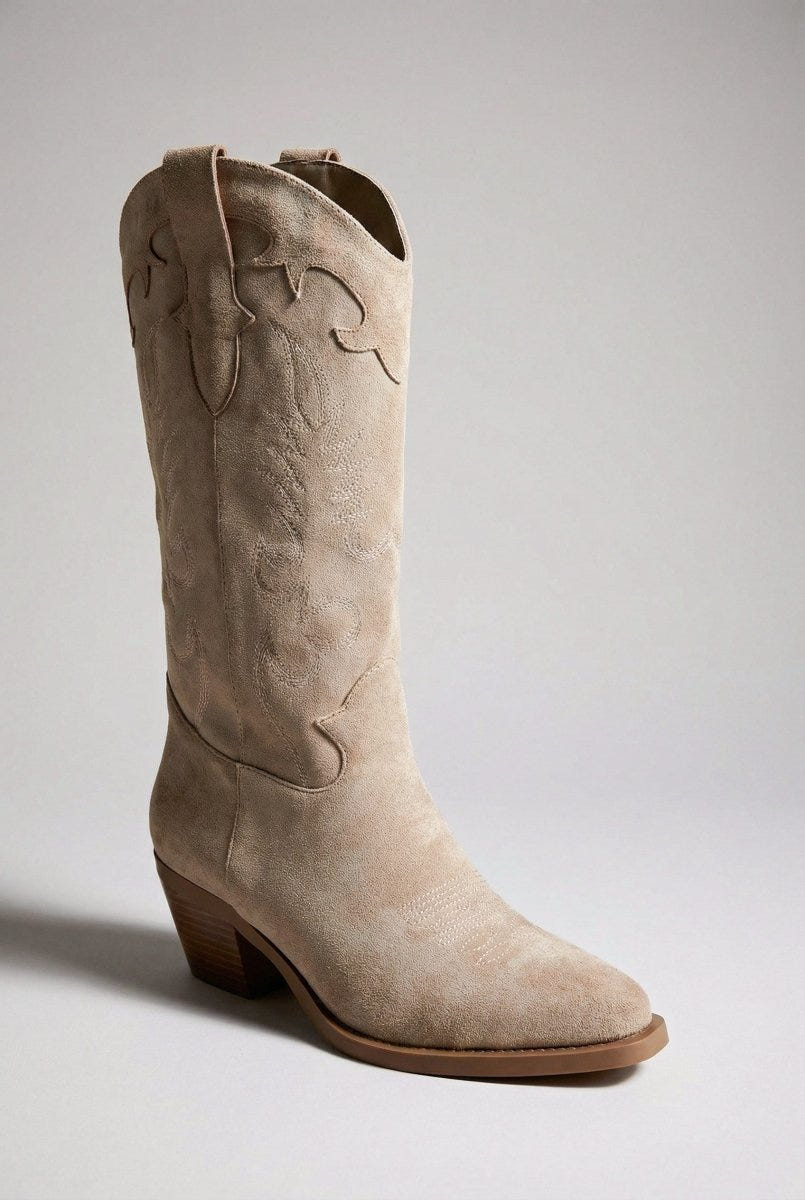 Ideal shoes - Cowboy Boots - Taupe Suede