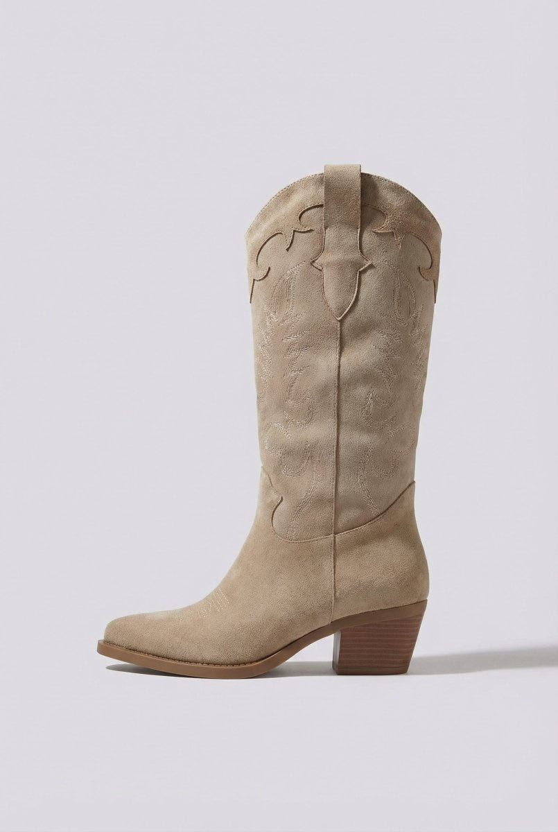 Ideal shoes - Cowboy Boots - Taupe Suede
