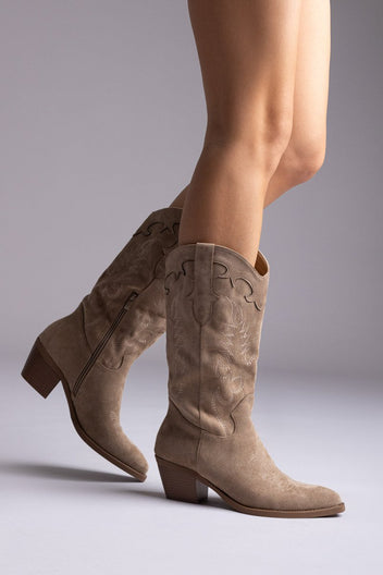 Ideal shoes - Cowboy Boots - Taupe Suede