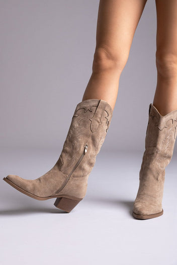 Ideal shoes - Cowboy Boots - Taupe Suede