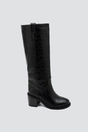 Croc Pattern Boots Block Heel - Black Croc - thefashionproject.gr - Ideal shoes
