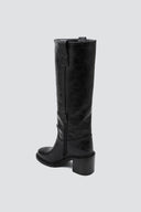 Croc Pattern Boots Block Heel - Black Croc - thefashionproject.gr - Ideal shoes
