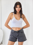 Crop top crochet με ιδιαίτερη πλάτη - Λευκό - thefashionproject.gr - The Fashion Project