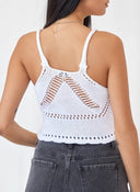 Crop top crochet με ιδιαίτερη πλάτη - Λευκό - thefashionproject.gr - The Fashion Project