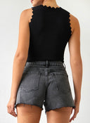 Crop τοπ εφαρμοστό με στρας - Μαύρο - thefashionproject.gr - The Fashion Project