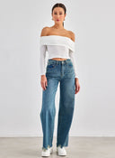 Crop top μακρυμάνικο strapless - Λευκό - thefashionproject.gr - K1 - 21306001001