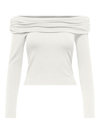 Crop top μακρυμάνικο strapless ONLY 15336324 - Λευκό - thefashionproject.gr - ONLY - 22193001003