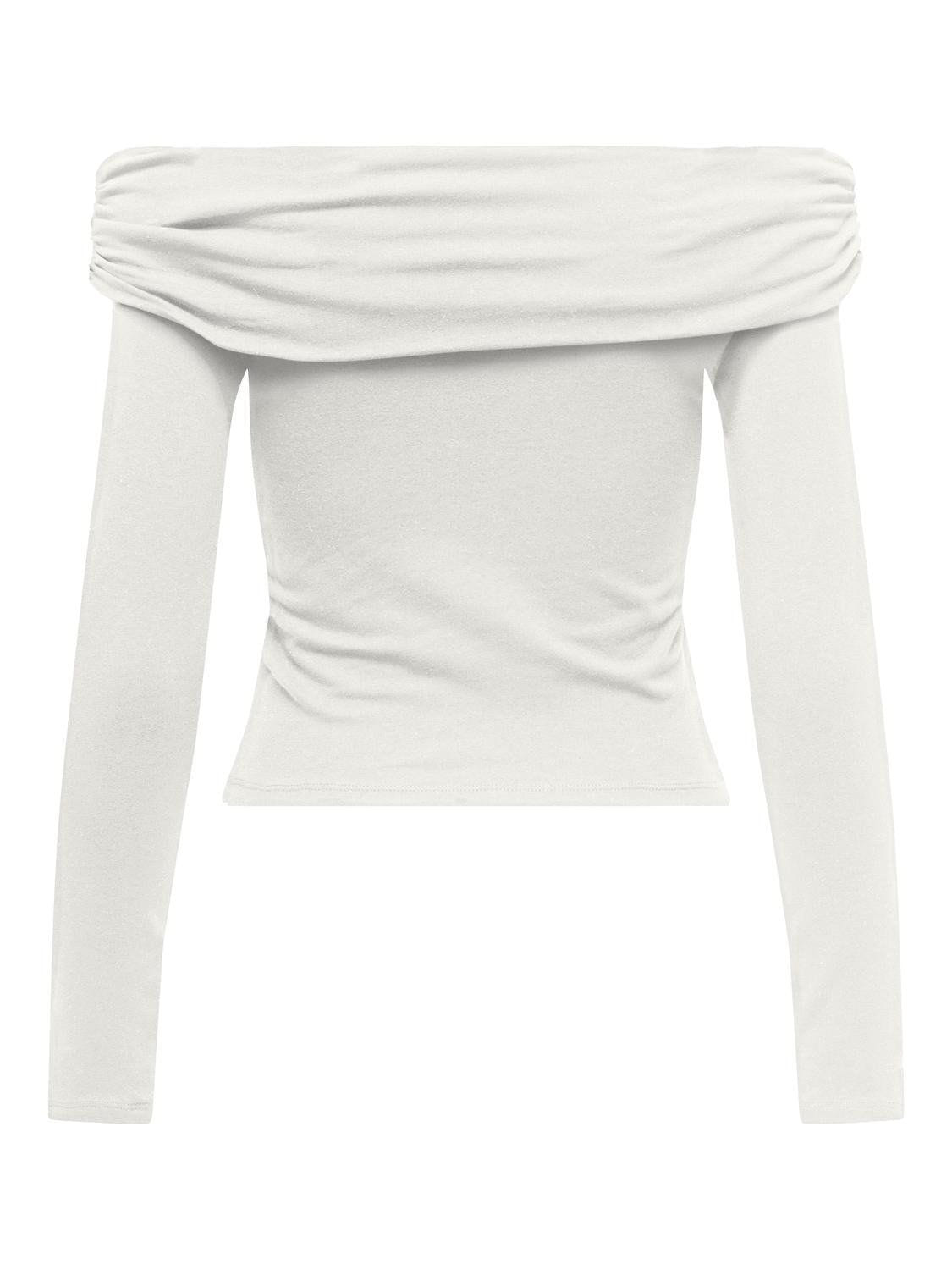 Crop top μακρυμάνικο strapless ONLY 15336324 - Λευκό - thefashionproject.gr - ONLY