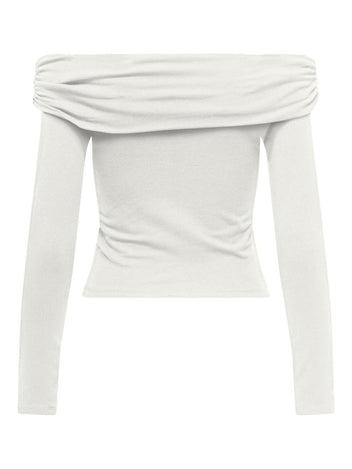 Crop top μακρυμάνικο strapless ONLY 15336324 - Λευκό - thefashionproject.gr - ONLY