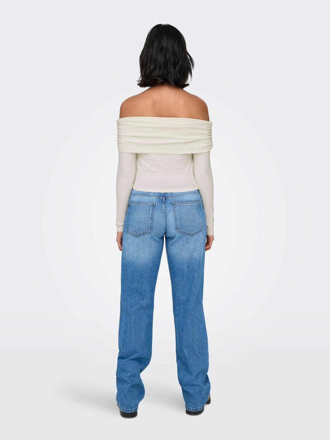 Crop top μακρυμάνικο strapless ONLY 15336324 - Λευκό - thefashionproject.gr - ONLY - 22193001003