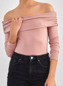 Crop top μακρυμάνικο strapless - Σάπιο μήλο - thefashionproject.gr - K1