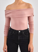Crop top μακρυμάνικο strapless - Σάπιο μήλο - thefashionproject.gr - K1