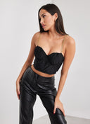 Crop top με αλυσίδα - Μαύρο - thefashionproject.gr - The Fashion Project