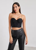 Crop top με αλυσίδα - Μαύρο - thefashionproject.gr - The Fashion Project