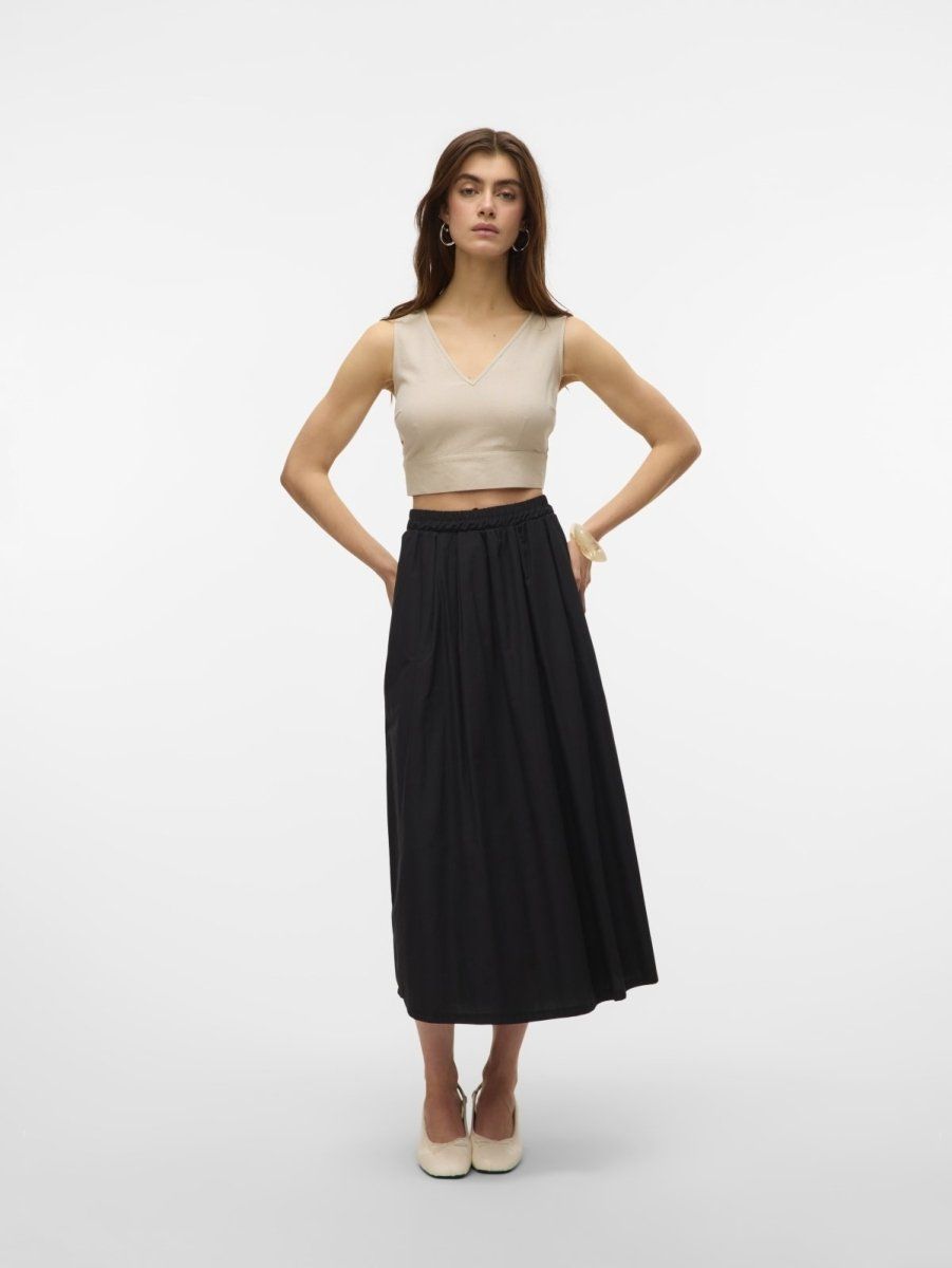 Crop τοπ με δέσιμο στην πλάτη Vero Moda 10321619 - Μπεζ - thefashionproject.gr - VERO MODA