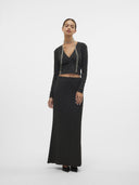 Crop top με glitter στην ύφανση Vero Moda 10316740 - Μαύρο/Ασημί - thefashionproject.gr - VERO MODA