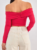 Crop top με κρουαζέ σχέδιο Different Shop 01 - 224 - Φούξια - thefashionproject.gr - DIFFERENT - SHOP