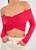 Crop top με κρουαζέ σχέδιο Different Shop 01 - 224 - Φούξια - thefashionproject.gr - DIFFERENT - SHOP
