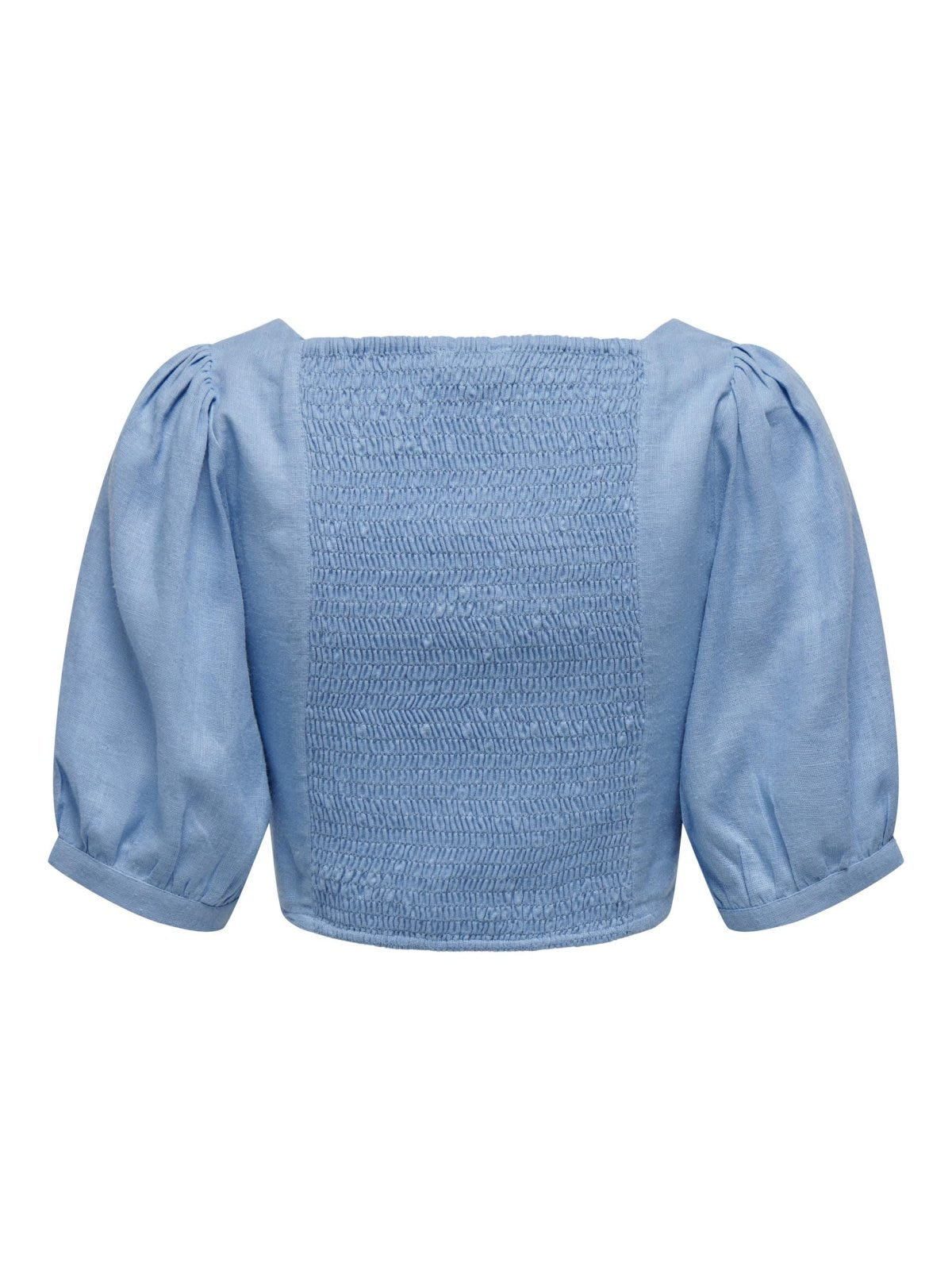 Crop top με λινό ONLY 15314288 - Γαλάζιο - thefashionproject.gr - ONLY