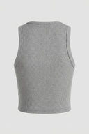 Noobass - Cropped Ribbed Tank Top - Gray