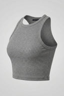 Noobass - Cropped Ribbed Tank Top - Gray