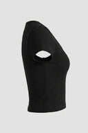 The Fashion Project - Cropped Ribbed Top V Neck - Black