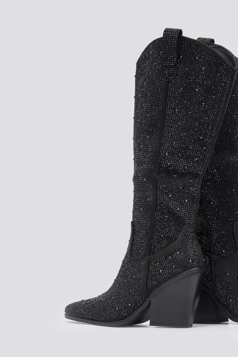 Crystal Cowboy Boots - Black Suede - thefashionproject.gr - Stephan