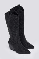 Crystal Cowboy Boots - Black Suede - thefashionproject.gr - Stephan