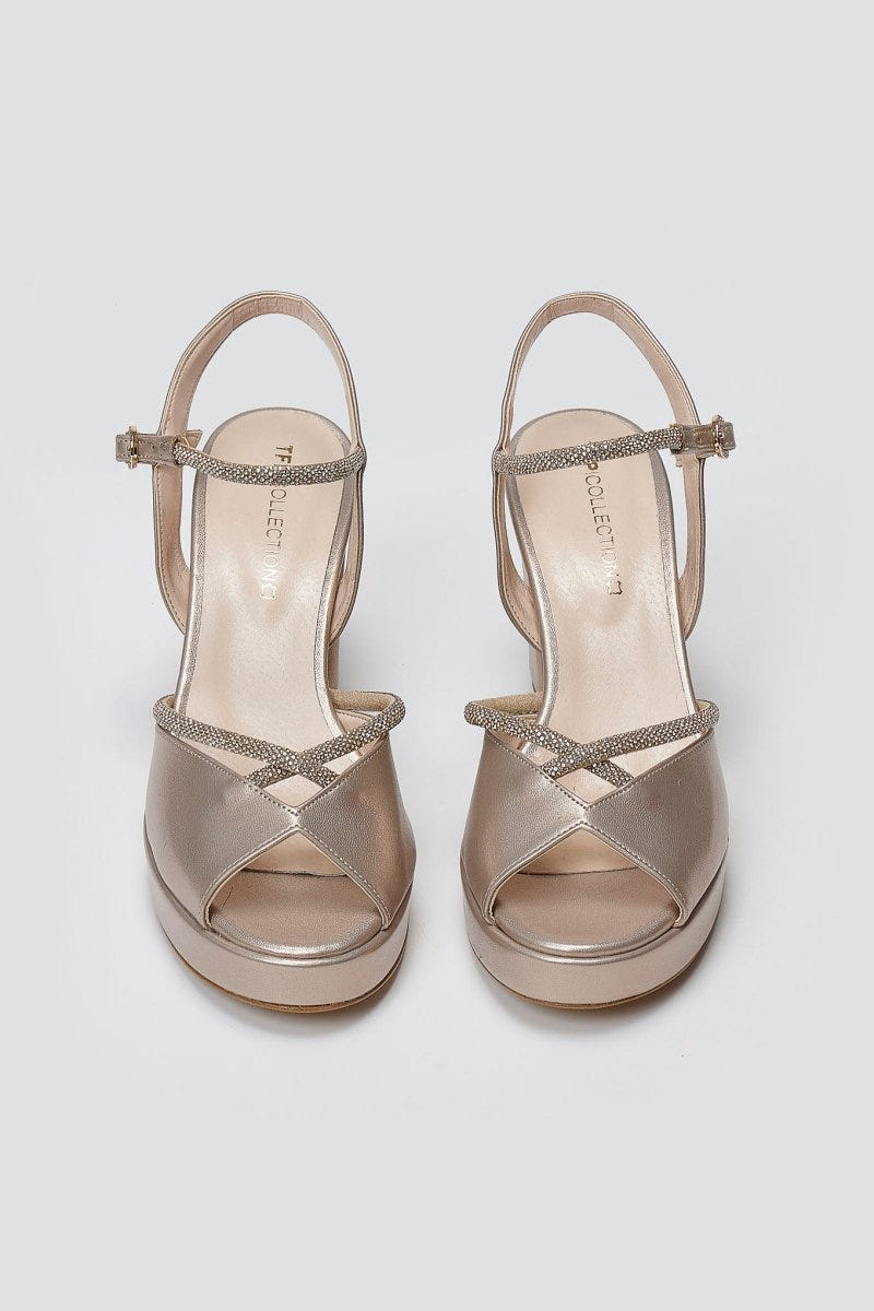 Crystal Platform Sandals TFP - Champagne Metallic - thefashionproject.gr - TFP