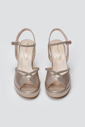 Crystal Platform Sandals TFP - Champagne Metallic - thefashionproject.gr - TFP
