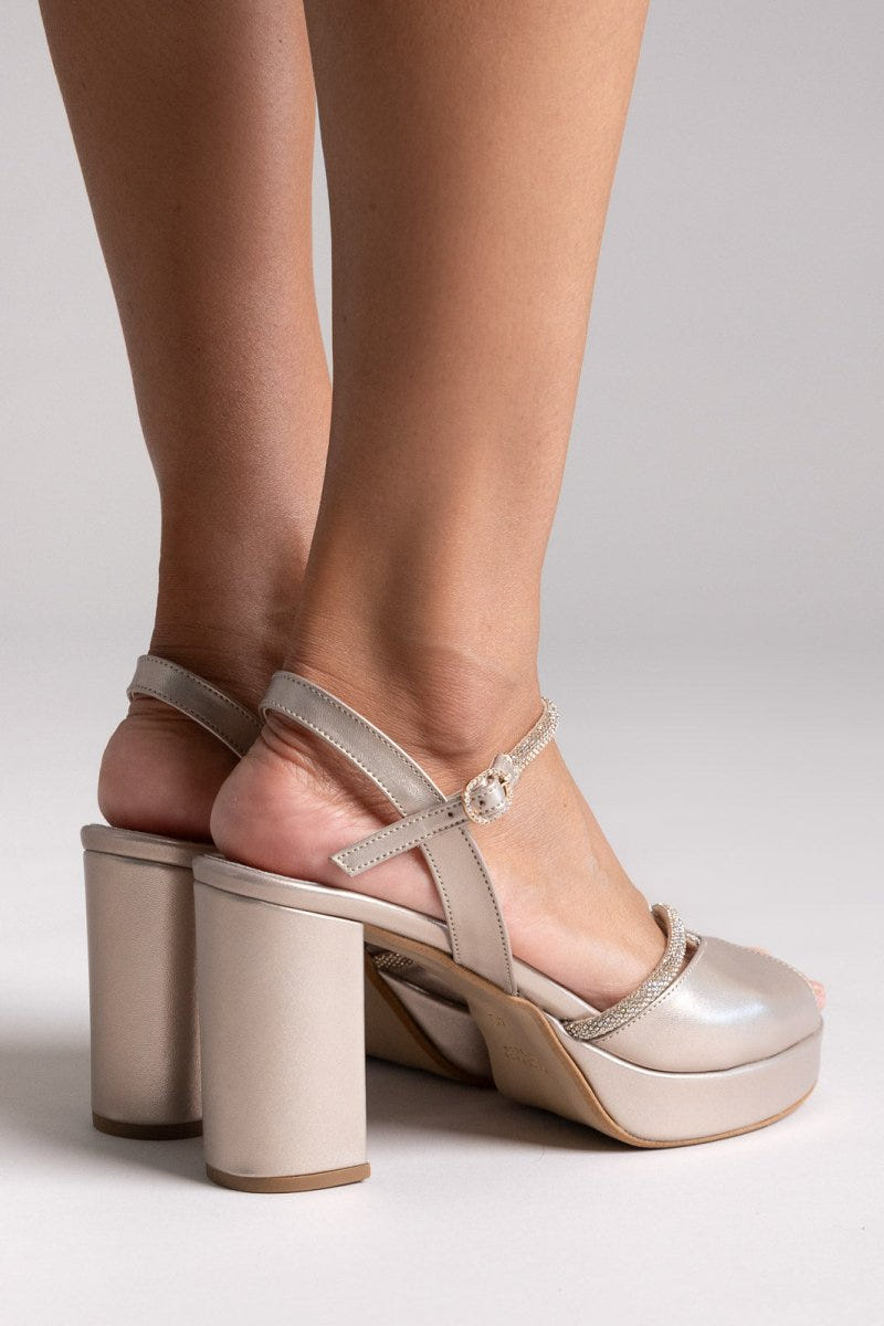 Crystal Platform Sandals TFP - Champagne Metallic - thefashionproject.gr - TFP