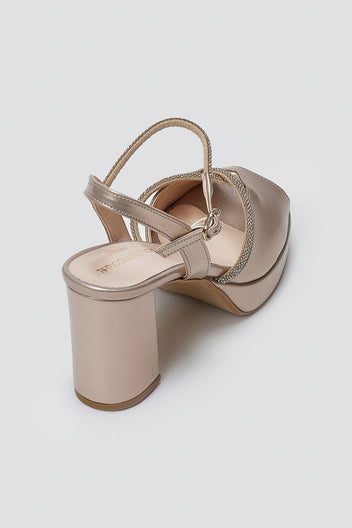 Crystal Platform Sandals TFP - Champagne Metallic - thefashionproject.gr - TFP