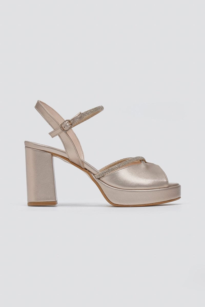 Crystal Platform Sandals TFP - Champagne Metallic - thefashionproject.gr - TFP