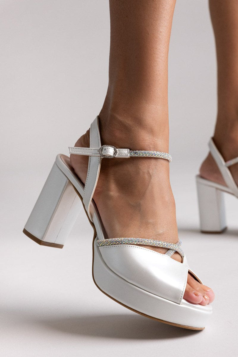 Crystal Platform Sandals TFP - Pearl Metallic - thefashionproject.gr - TFP