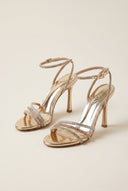 IRIS - Crystal Strap Sandals Slim Heel - Gold Strass