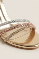 IRIS - Crystal Strap Sandals Slim Heel - Gold Strass