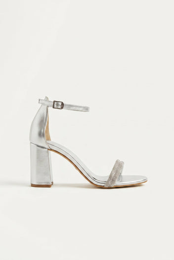 TFP - Crystal Toe Strap Sandals - Silver