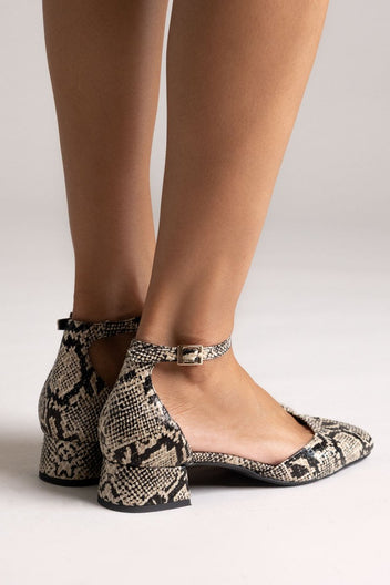 Cutout Ballet Flats TFP - Ivory Black Snake Print - thefashionproject.gr - TFP