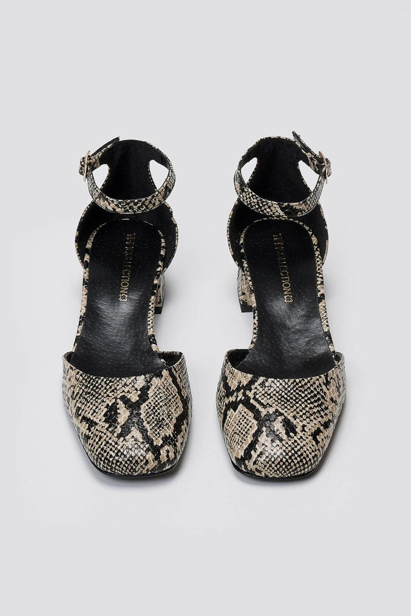 Cutout Ballet Flats TFP - Ivory Black Snake Print - thefashionproject.gr - TFP