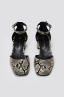 Cutout Ballet Flats TFP - Ivory Black Snake Print - thefashionproject.gr - TFP