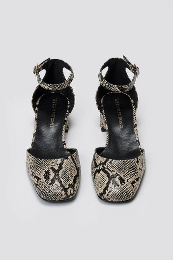 Cutout Ballet Flats TFP - Ivory Black Snake Print - thefashionproject.gr - TFP