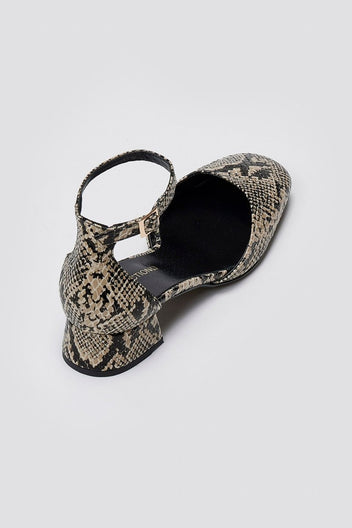 Cutout Ballet Flats TFP - Ivory Black Snake Print - thefashionproject.gr - TFP