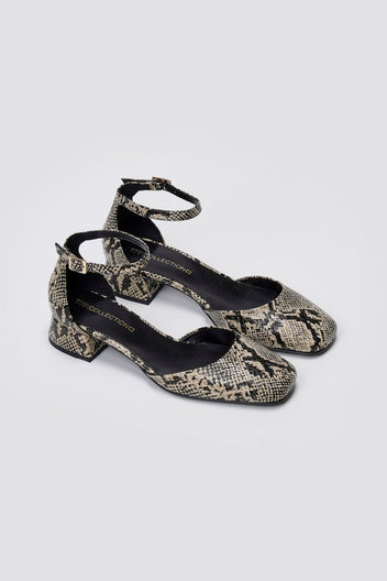 Cutout Ballet Flats TFP - Ivory Black Snake Print - thefashionproject.gr - TFP