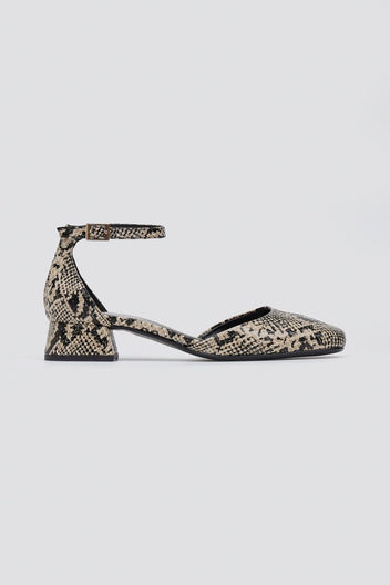 Cutout Ballet Flats TFP - Ivory Black Snake Print - thefashionproject.gr - TFP