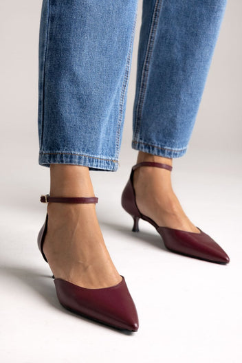 Cutout Pumps TFP Kitten Heel - Bordeaux Matte - thefashionproject.gr - TFP