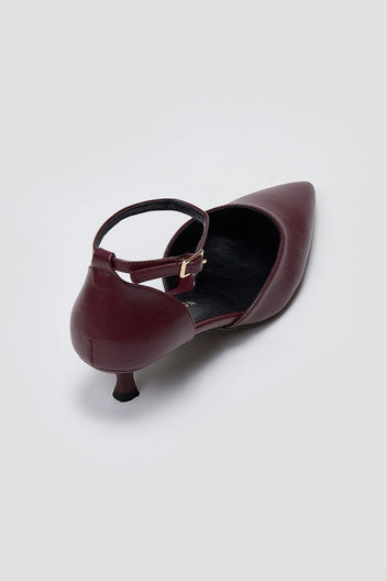 Cutout Pumps TFP Kitten Heel - Bordeaux Matte - thefashionproject.gr - TFP